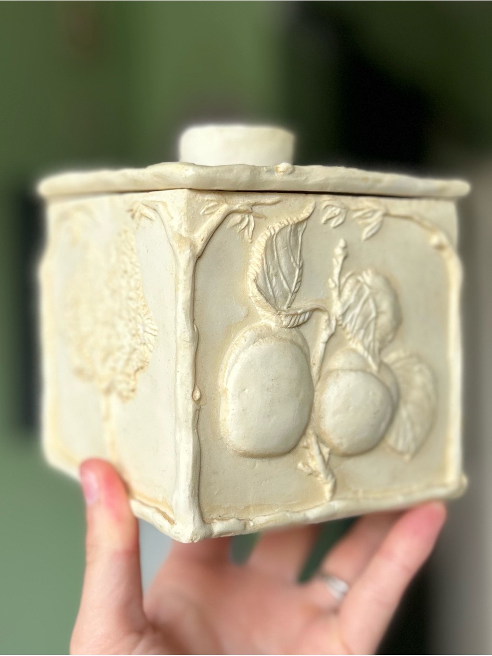 Rustic + Textured Floral Featured Cottagecore Trinket Box - Picture 2 of 11